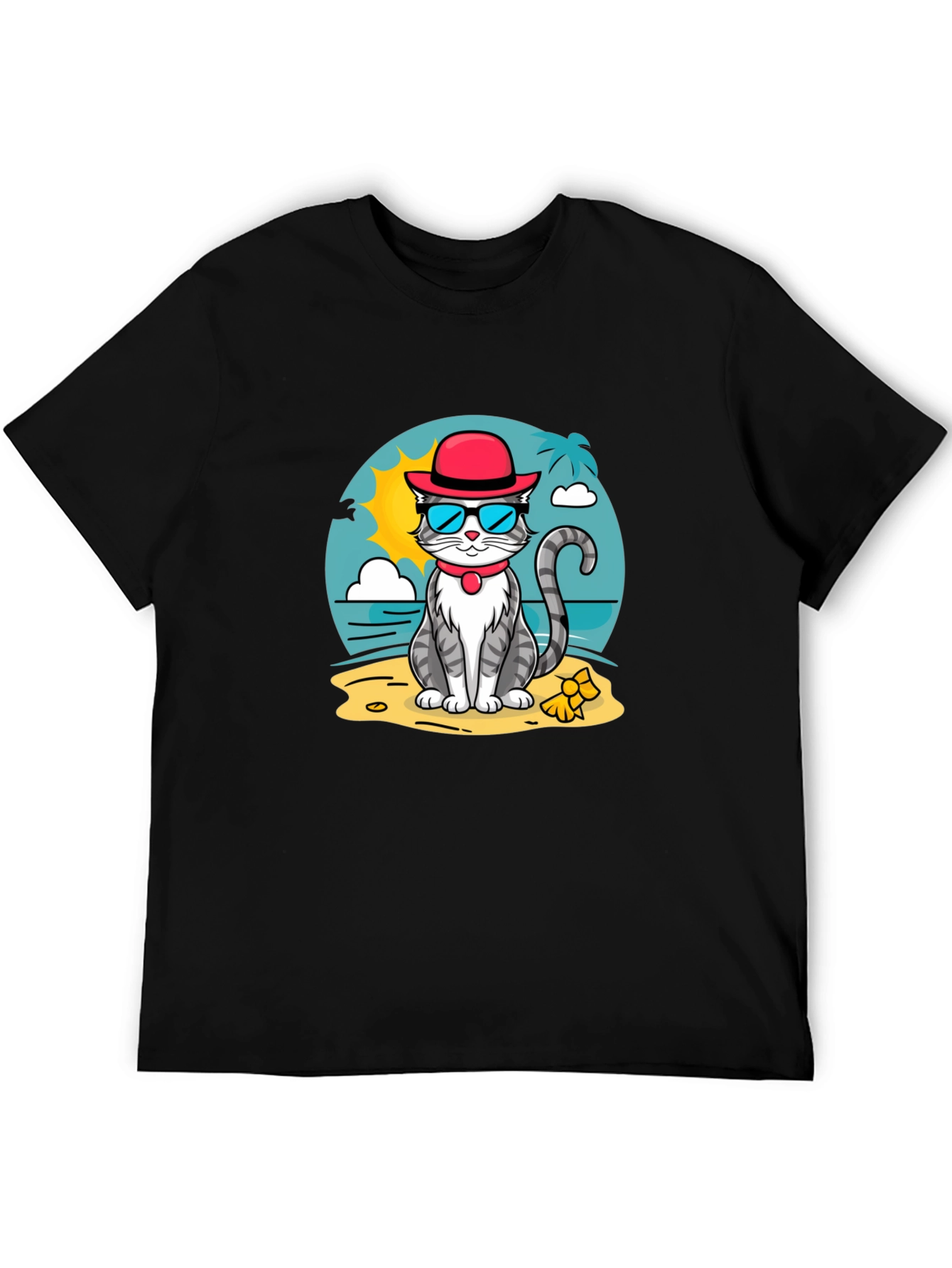Cool Cat Beach T-Shirt - Summer Vibes