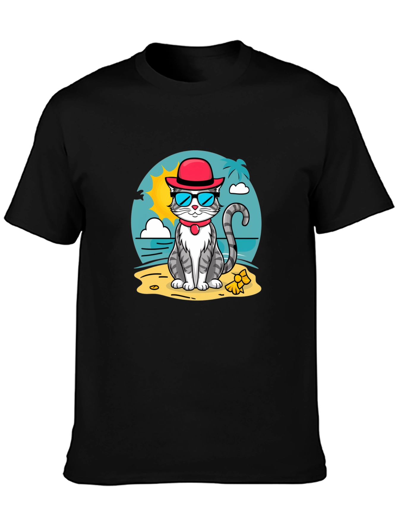 Cool Cat Beach T-Shirt - Summer Vibes