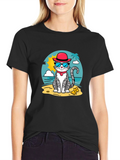 Cool Cat Beach T-Shirt - Summer Vibes
