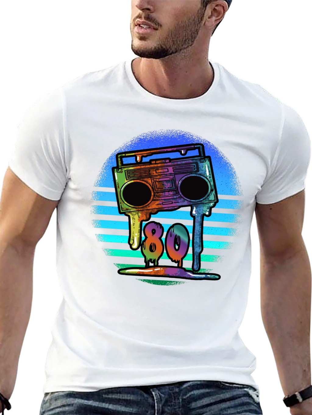 Retro 80s Boombox T-Shirt - Meltdown Design