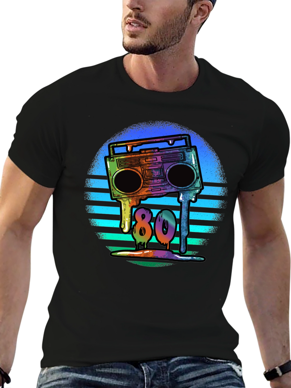 Retro 80s Boombox T-Shirt - Meltdown Design