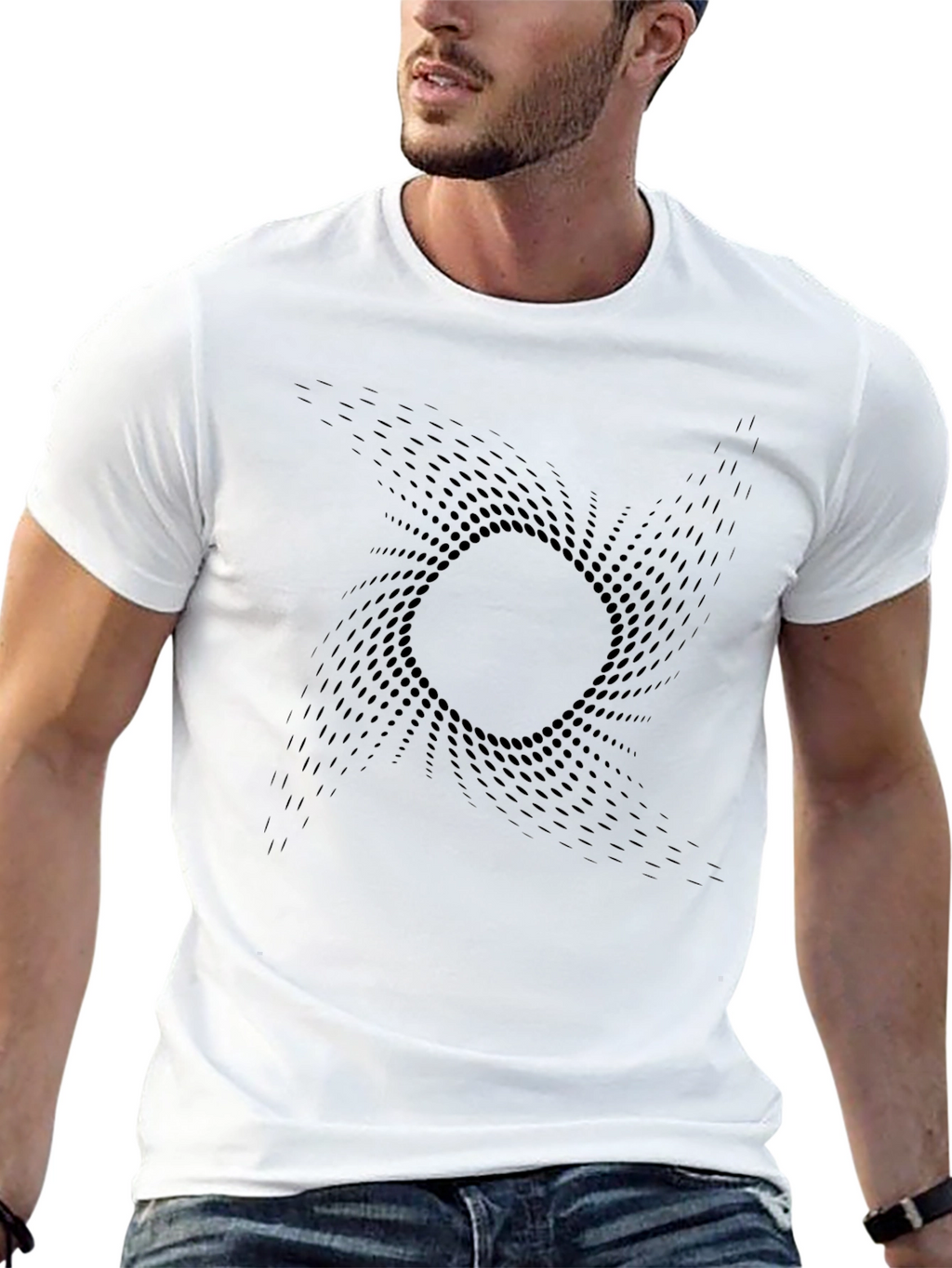 Abstract Swirl Graphic Black T-Shirt