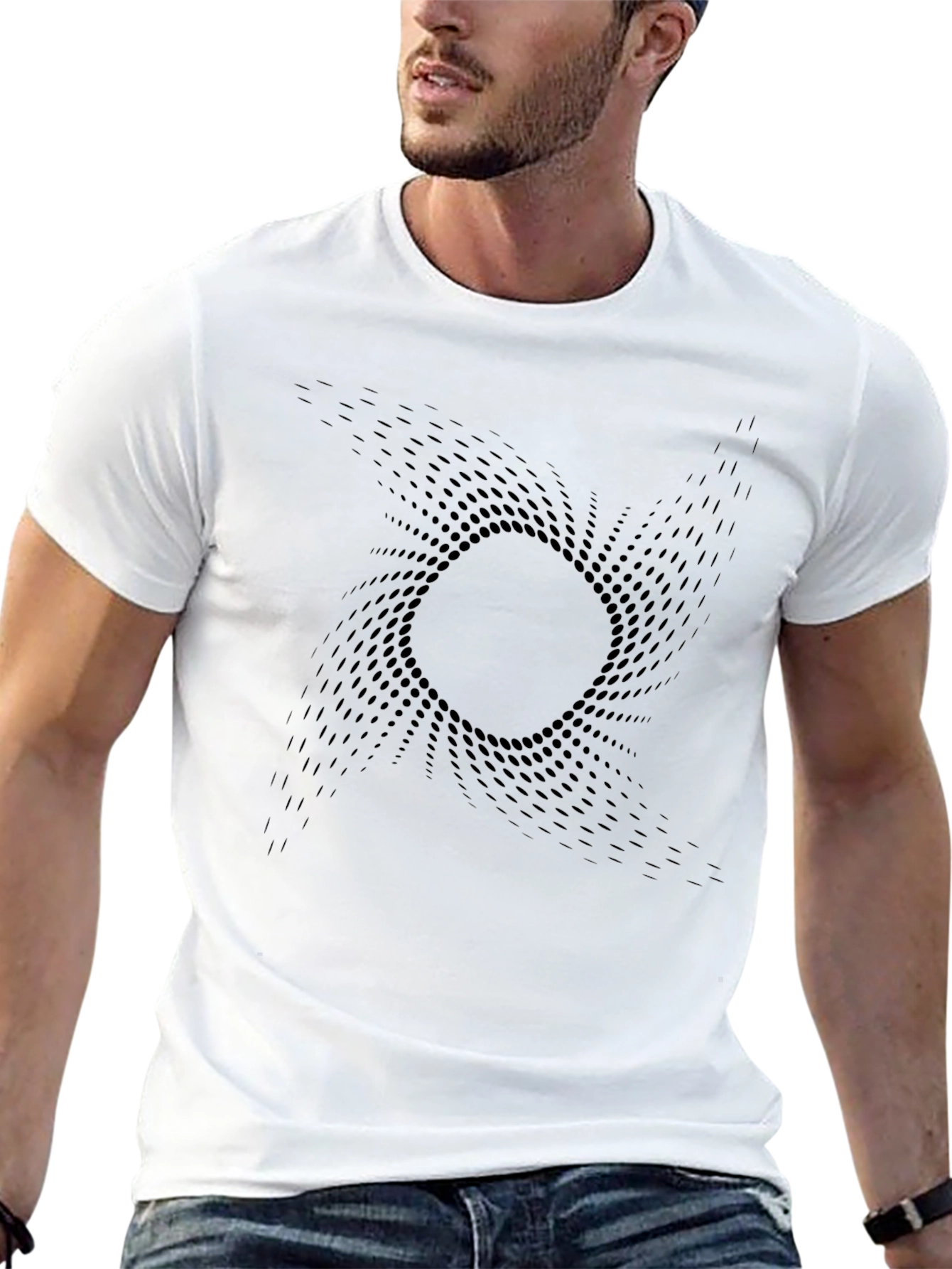 Abstract Swirl Graphic Black T-Shirt