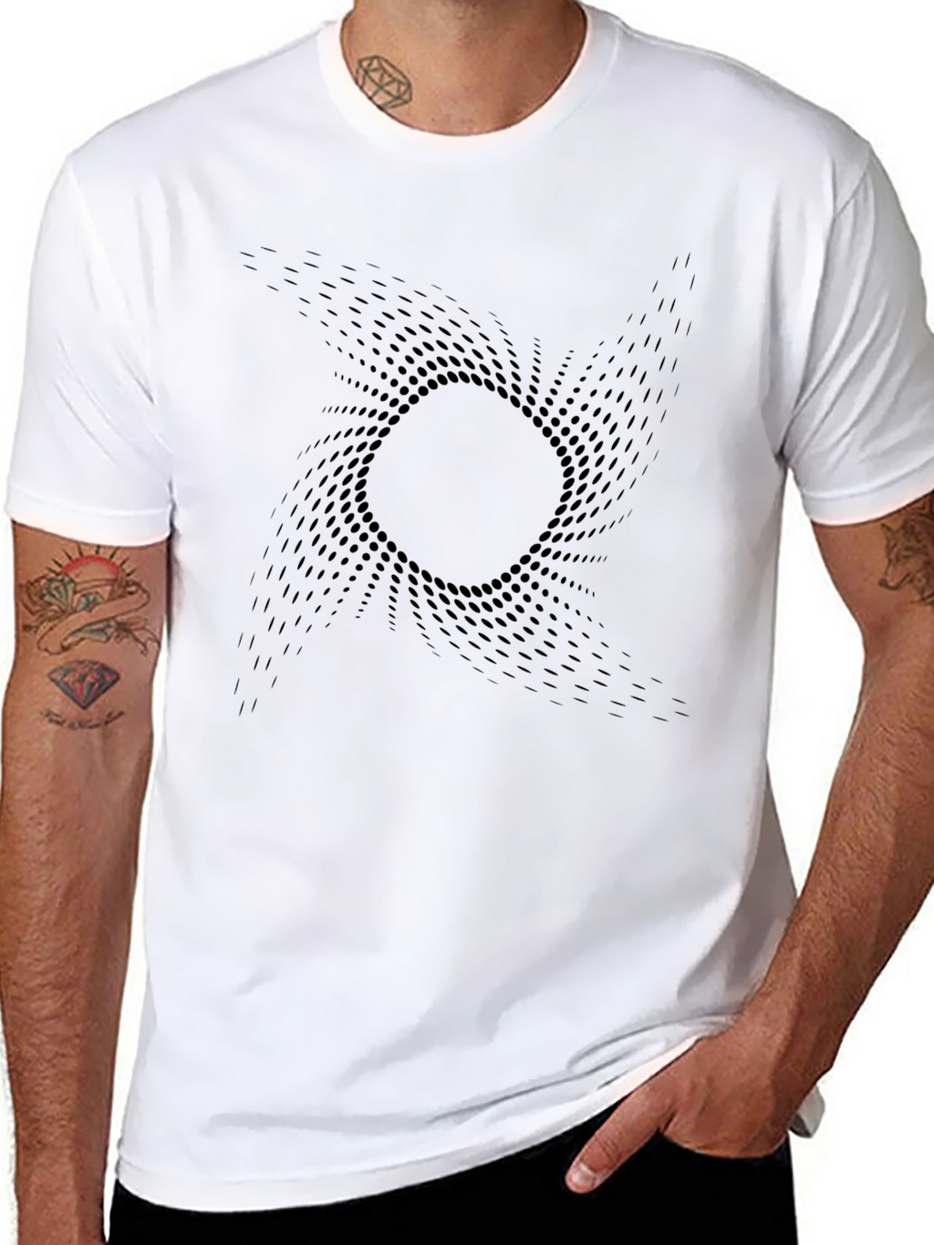 Abstract Swirl Graphic Black T-Shirt