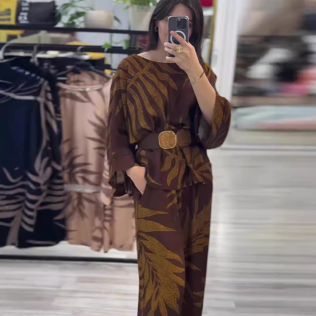 Commuting temperament top and pants two-piece set