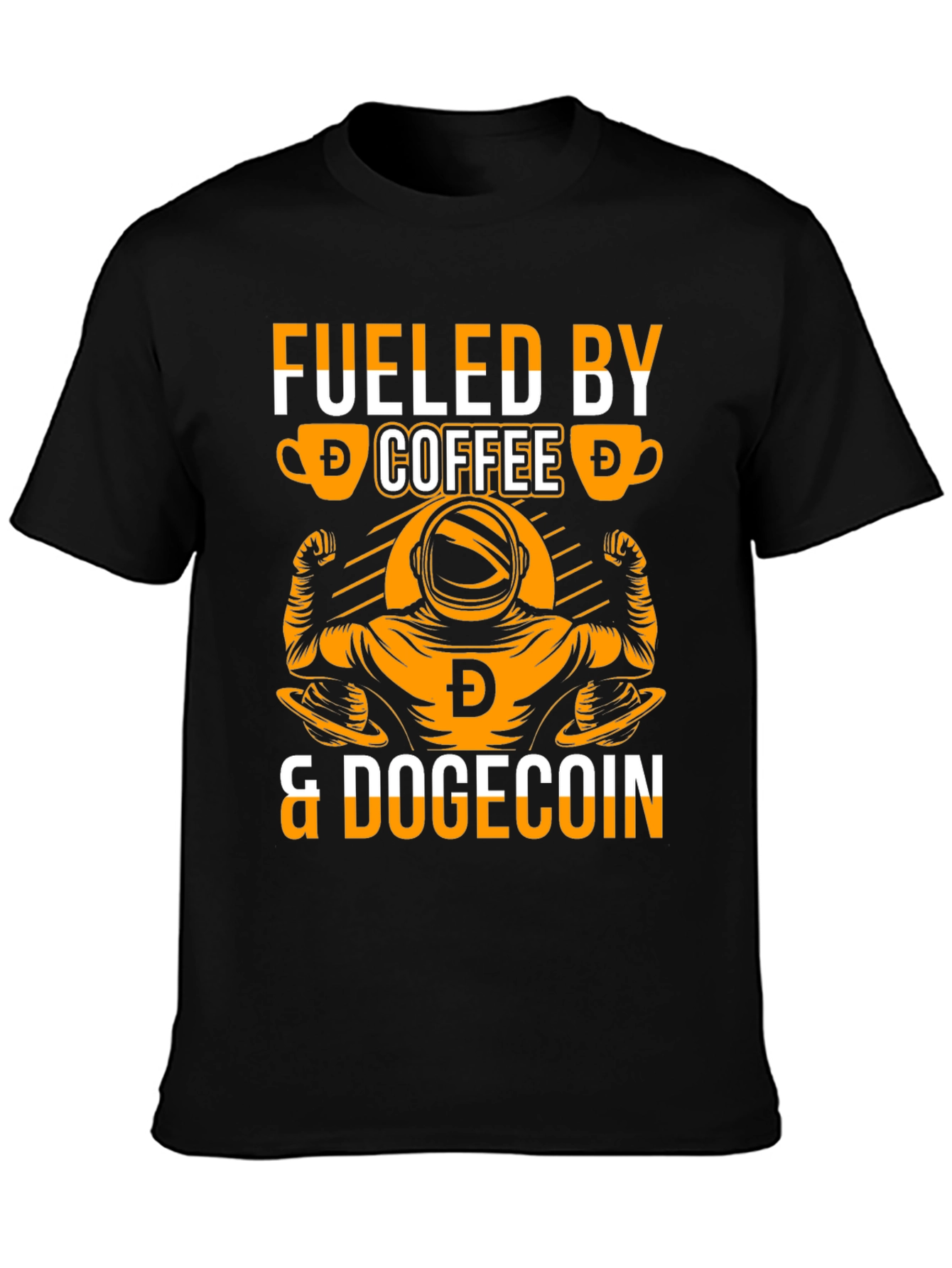 Fueled By Coffee & Dogecoin T-Shirt – Crypto Meme Graphic Tee