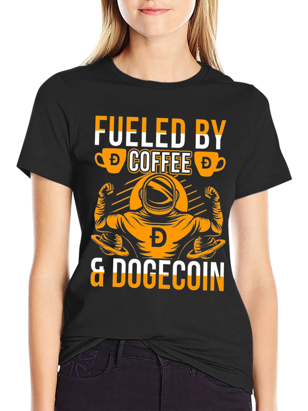 Fueled By Coffee & Dogecoin T-Shirt – Crypto Meme Graphic Tee