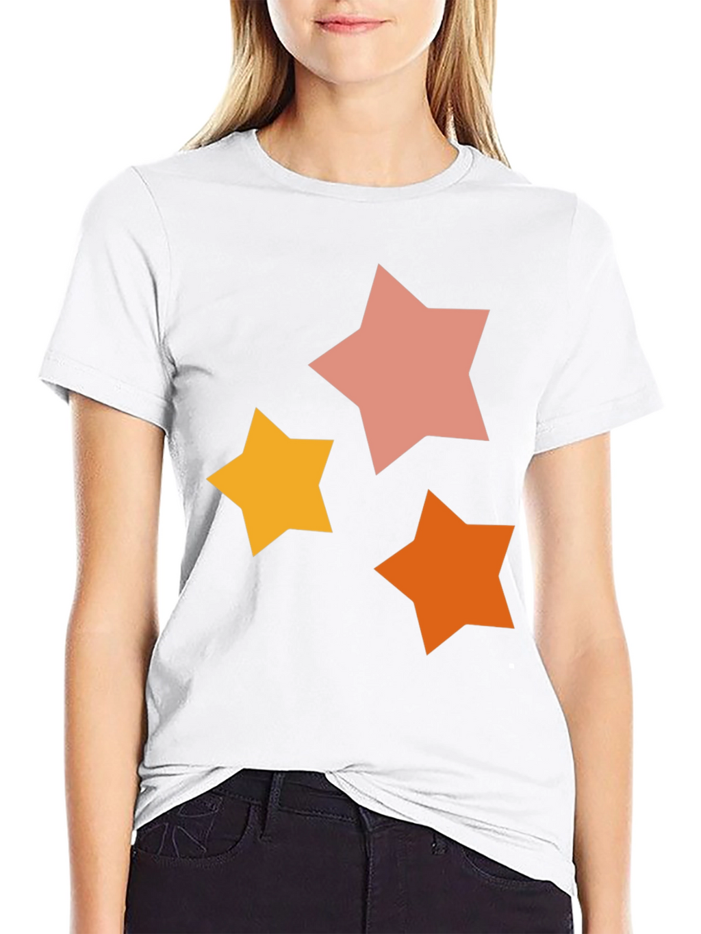 Star Pattern Graphic Tee - Casual Black T-Shirt