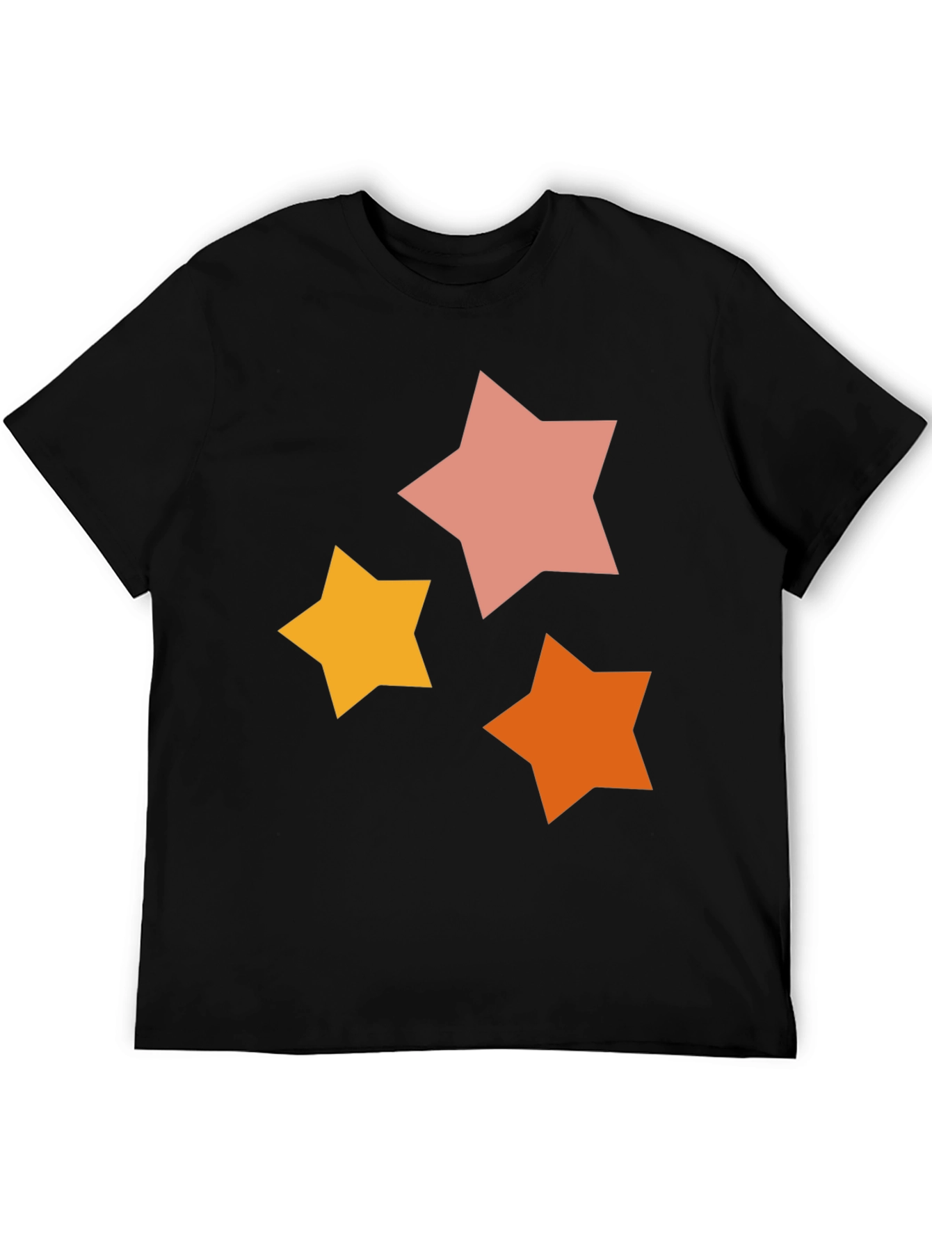 Star Pattern Graphic Tee - Casual Black T-Shirt