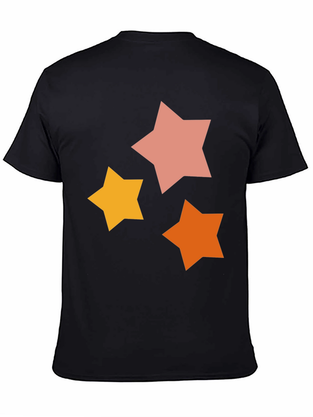 Star Pattern Graphic Tee - Casual Black T-Shirt