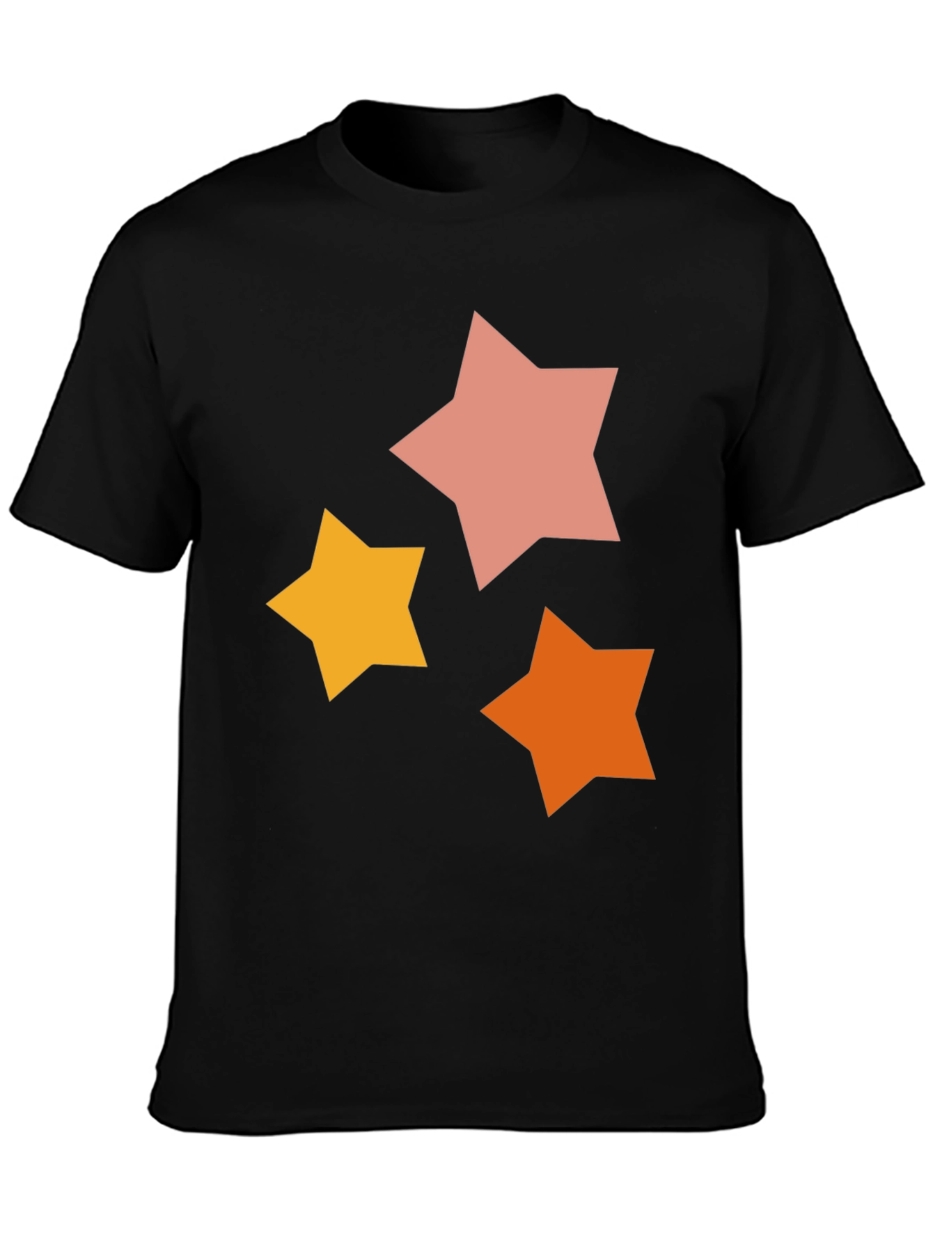 Star Pattern Graphic Tee - Casual Black T-Shirt