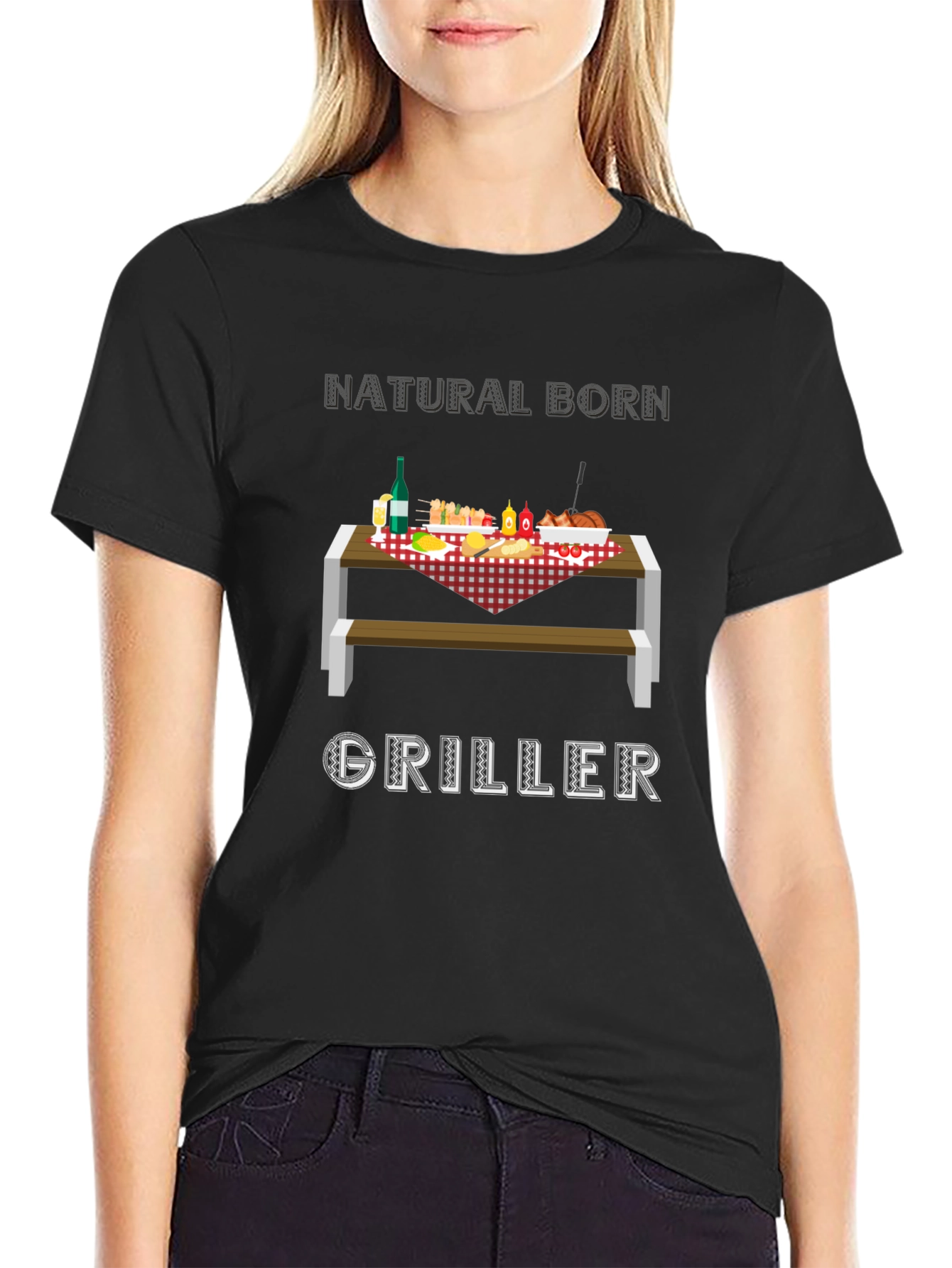 Natural Born Griller T-Shirt - BBQ Picnic Design