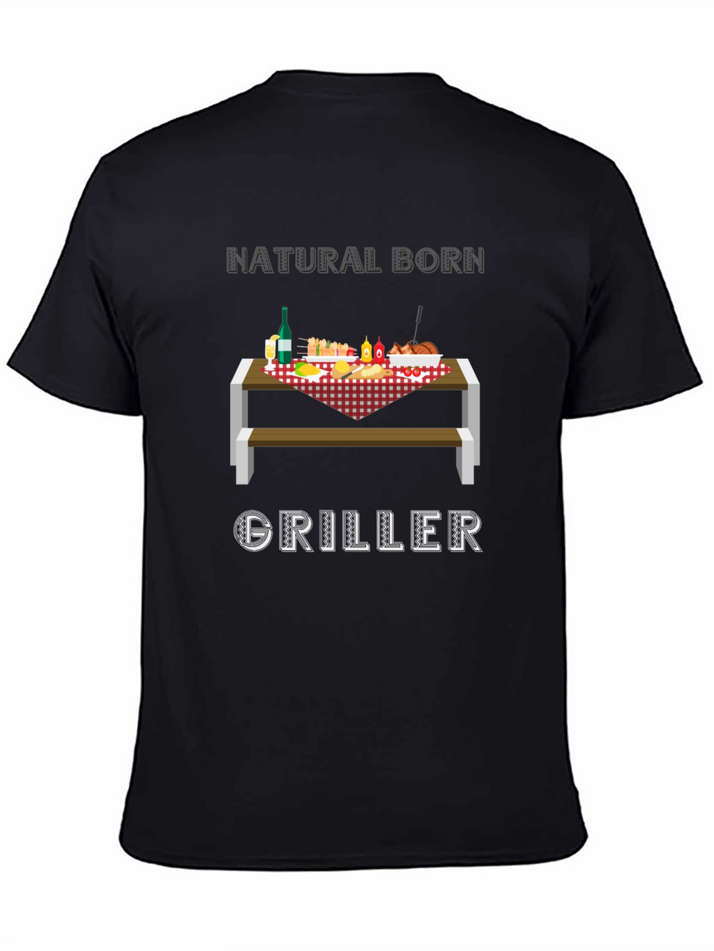 Natural Born Griller T-Shirt - BBQ Picnic Design