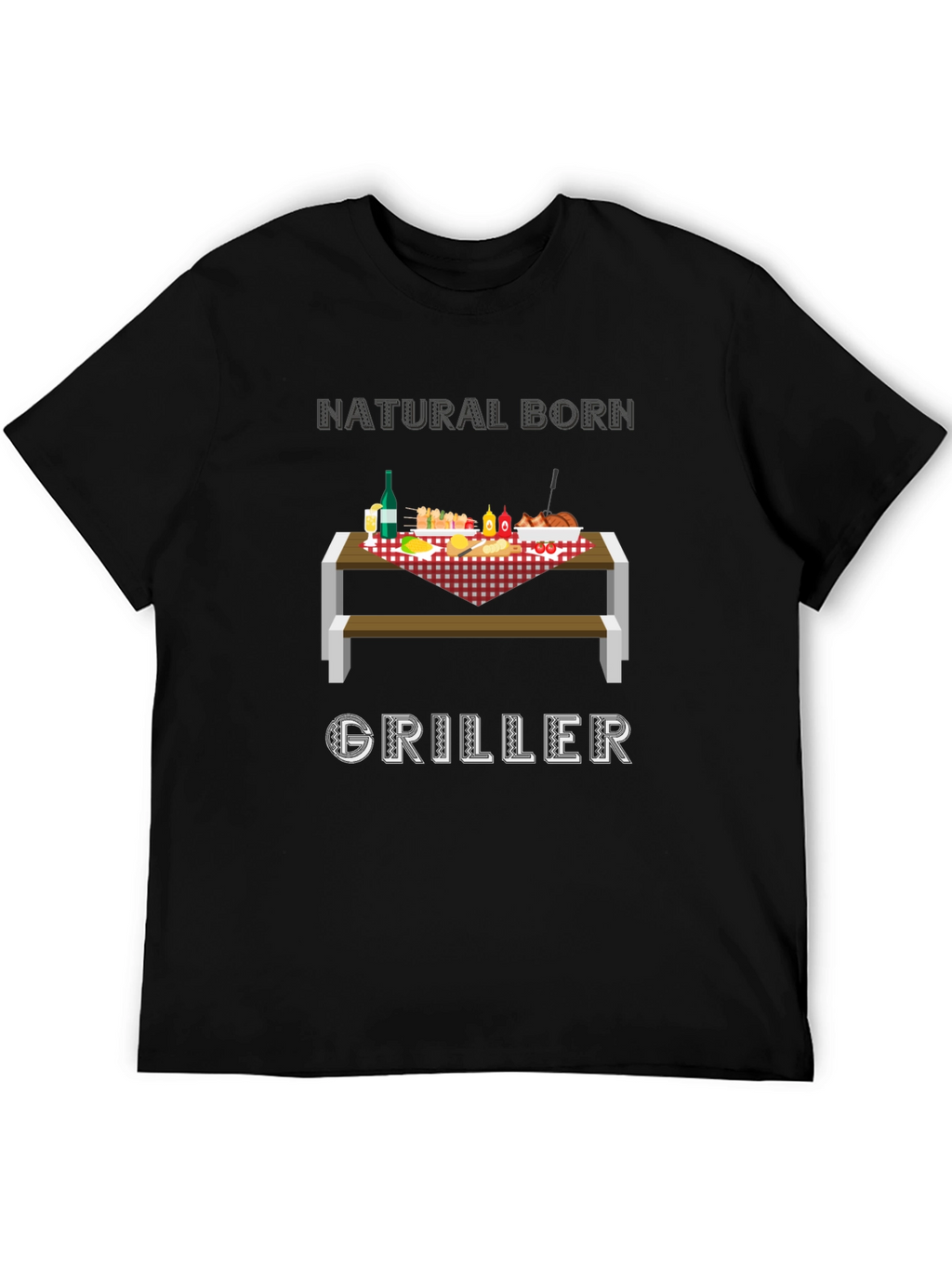 Natural Born Griller T-Shirt - BBQ Picnic Design