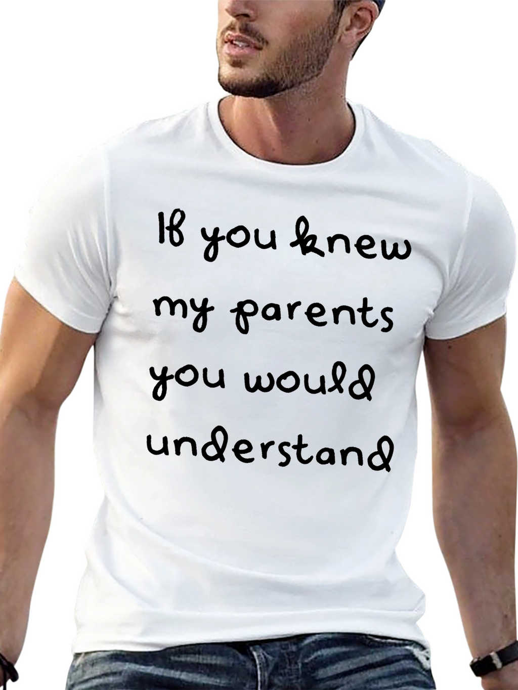 Humorous If You Knew My Parents Black T-Shirt