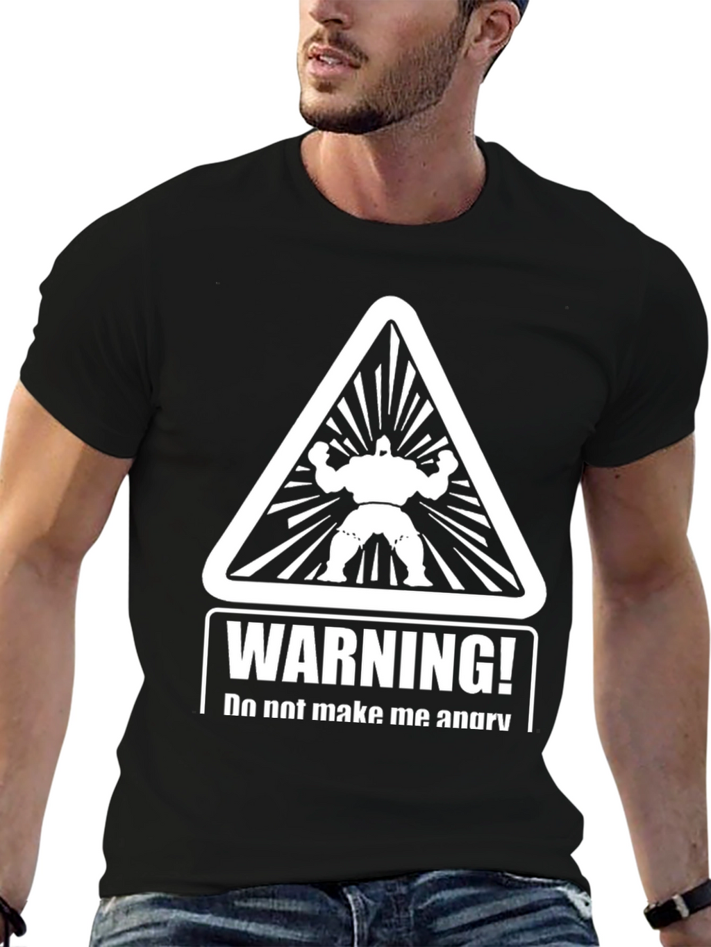 Warning Angry Man T-Shirt - Black
