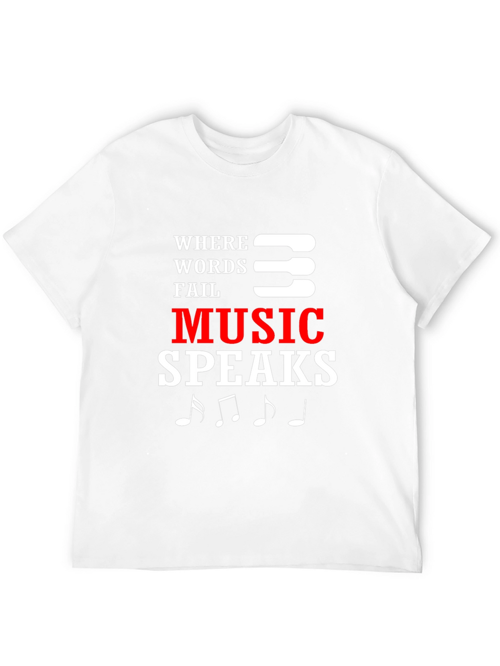 Music Speaks Mens Black Graphic T-Shirt