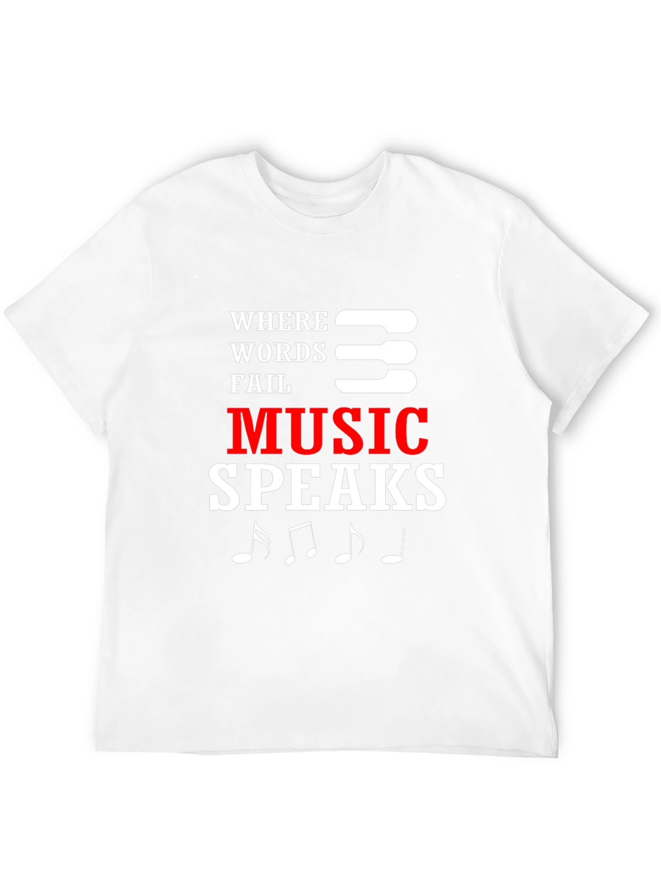 Music Speaks Mens Black Graphic T-Shirt