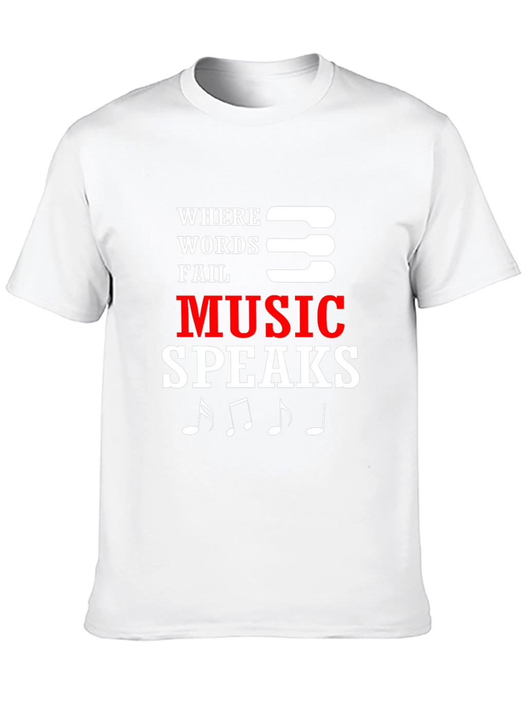 Music Speaks Mens Black Graphic T-Shirt
