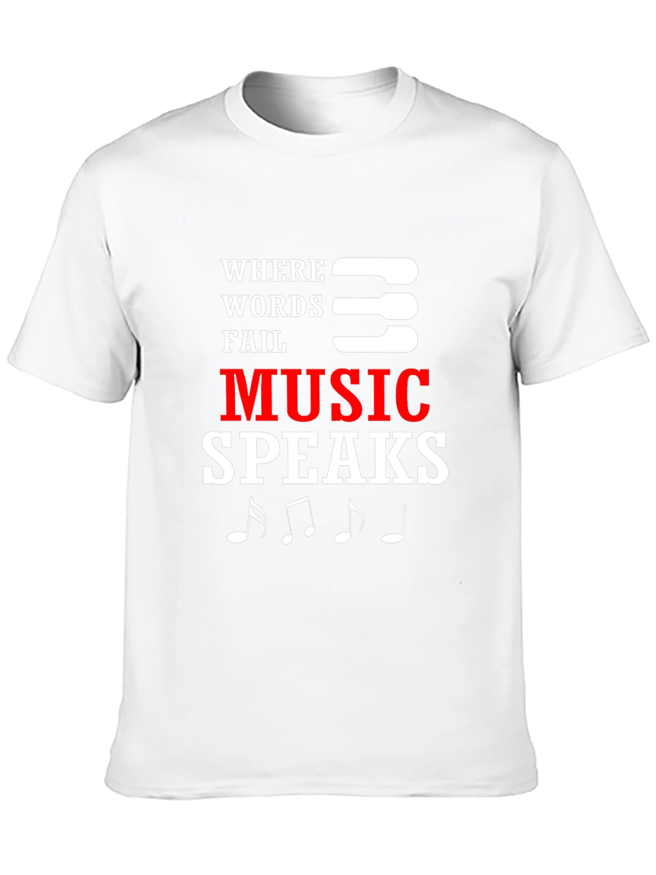 Music Speaks Mens Black Graphic T-Shirt