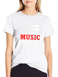 Music Speaks Mens Black Graphic T-Shirt