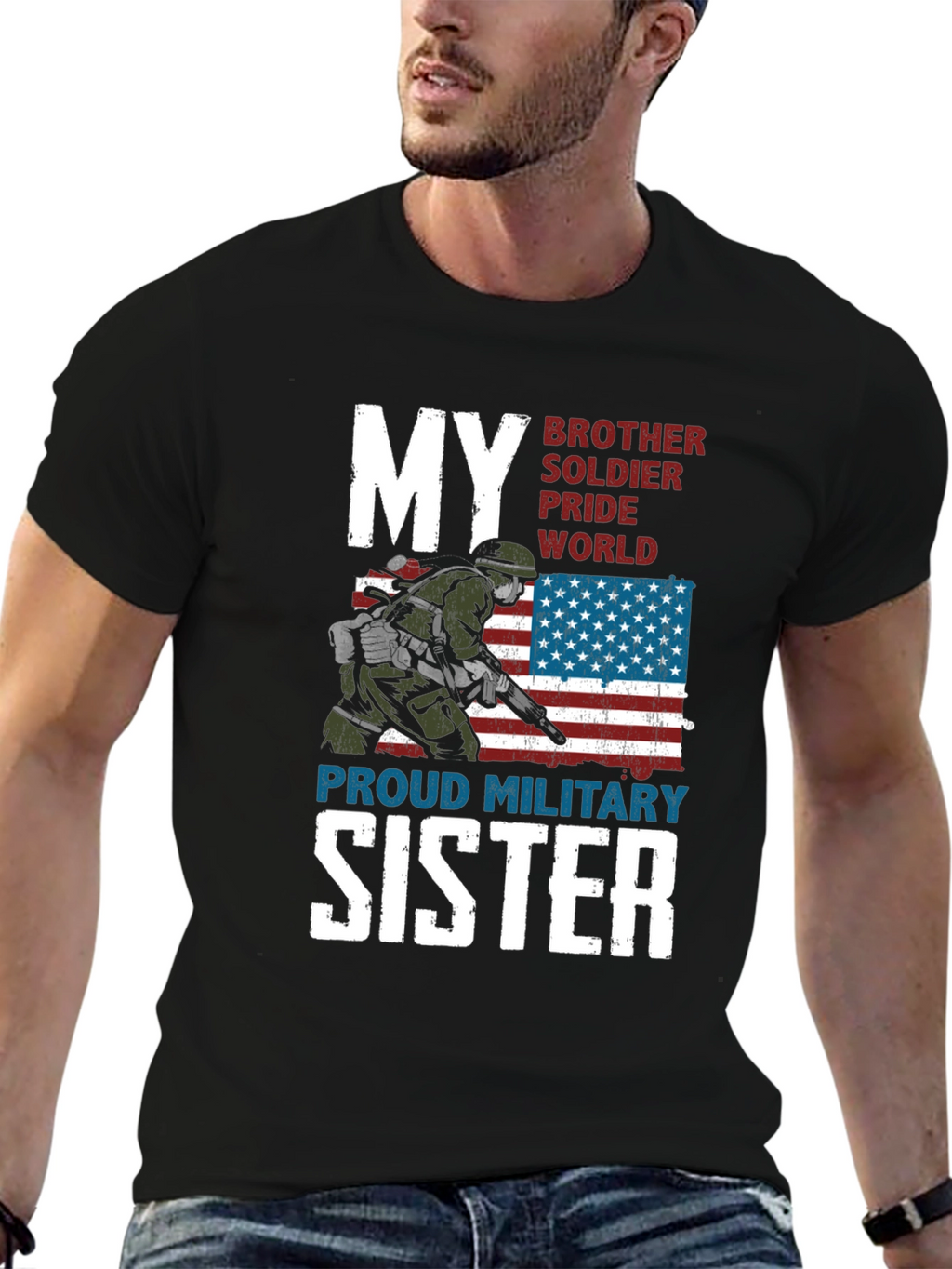Proud Military Sister Graphic T-Shirt