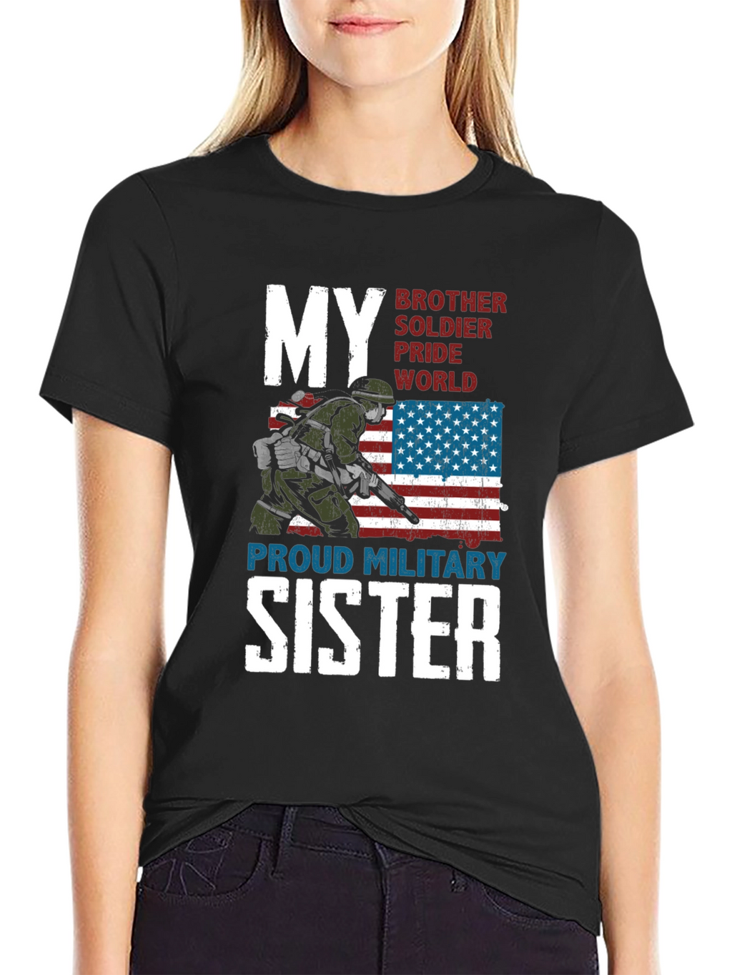 Proud Military Sister Graphic T-Shirt