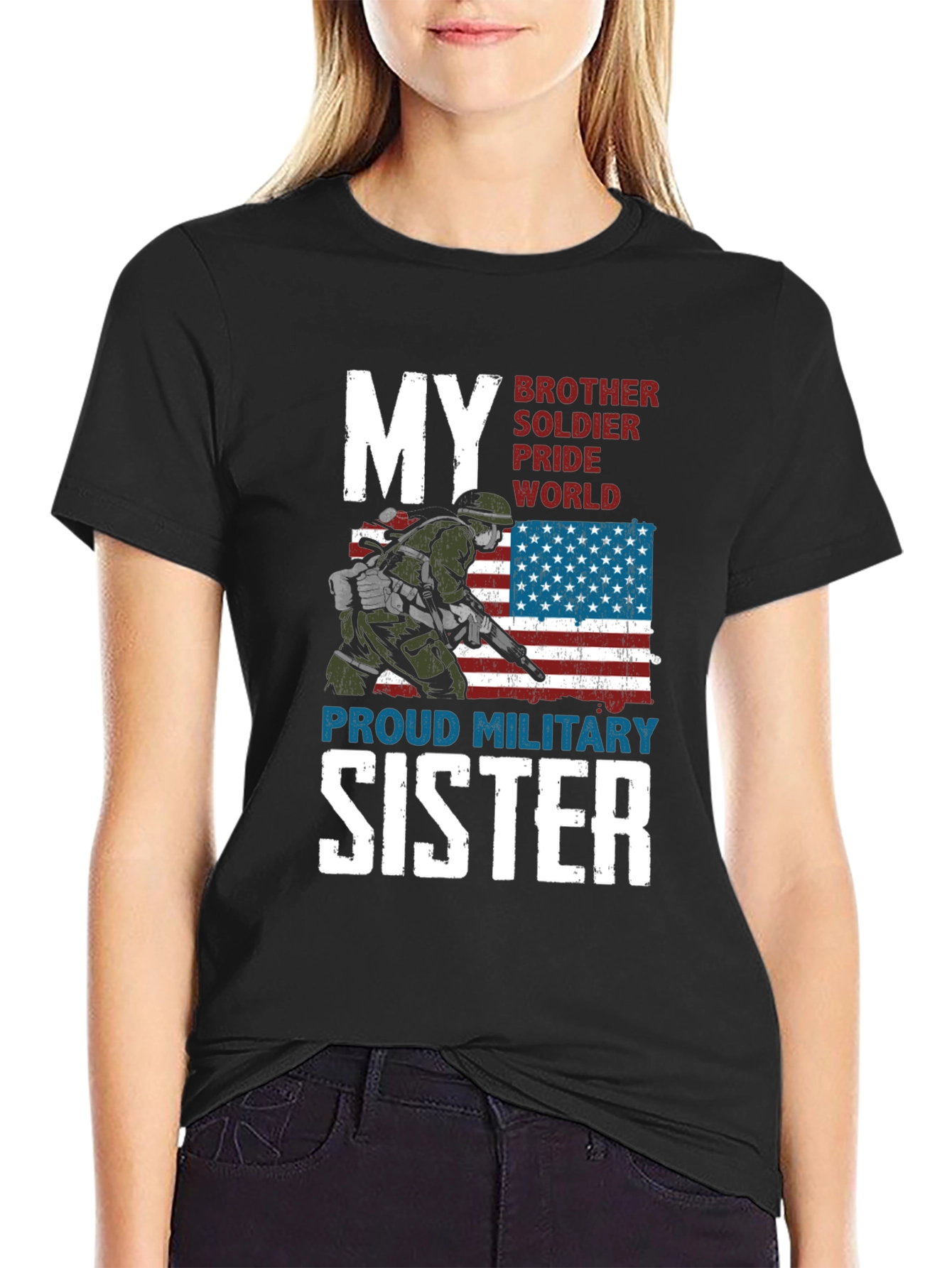 Proud Military Sister Graphic T-Shirt