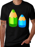 Fun Pencil Graphic Tee - Black Cotton T-Shirt