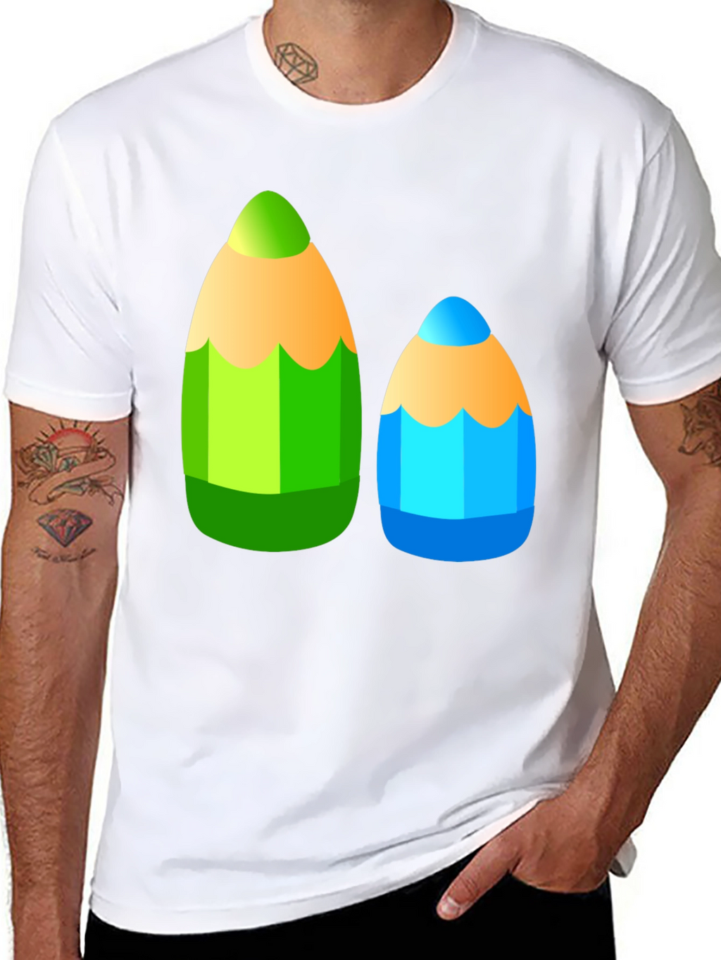 Fun Pencil Graphic Tee - Black Cotton T-Shirt