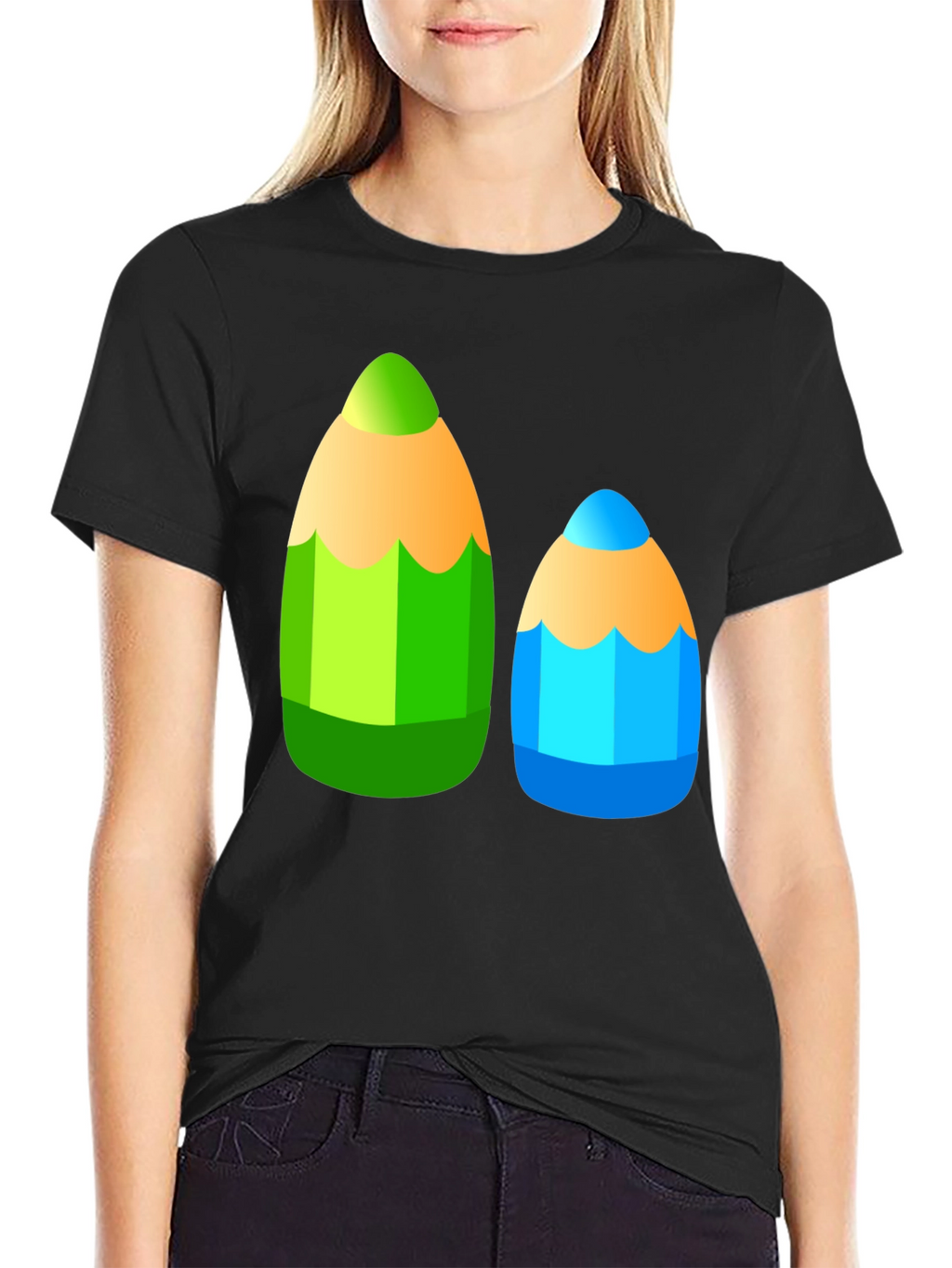 Fun Pencil Graphic Tee - Black Cotton T-Shirt