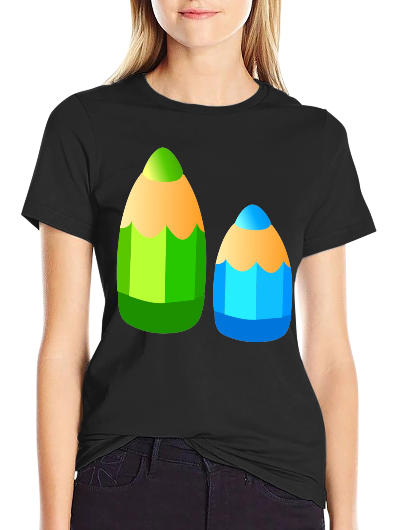 Fun Pencil Graphic Tee - Black Cotton T-Shirt