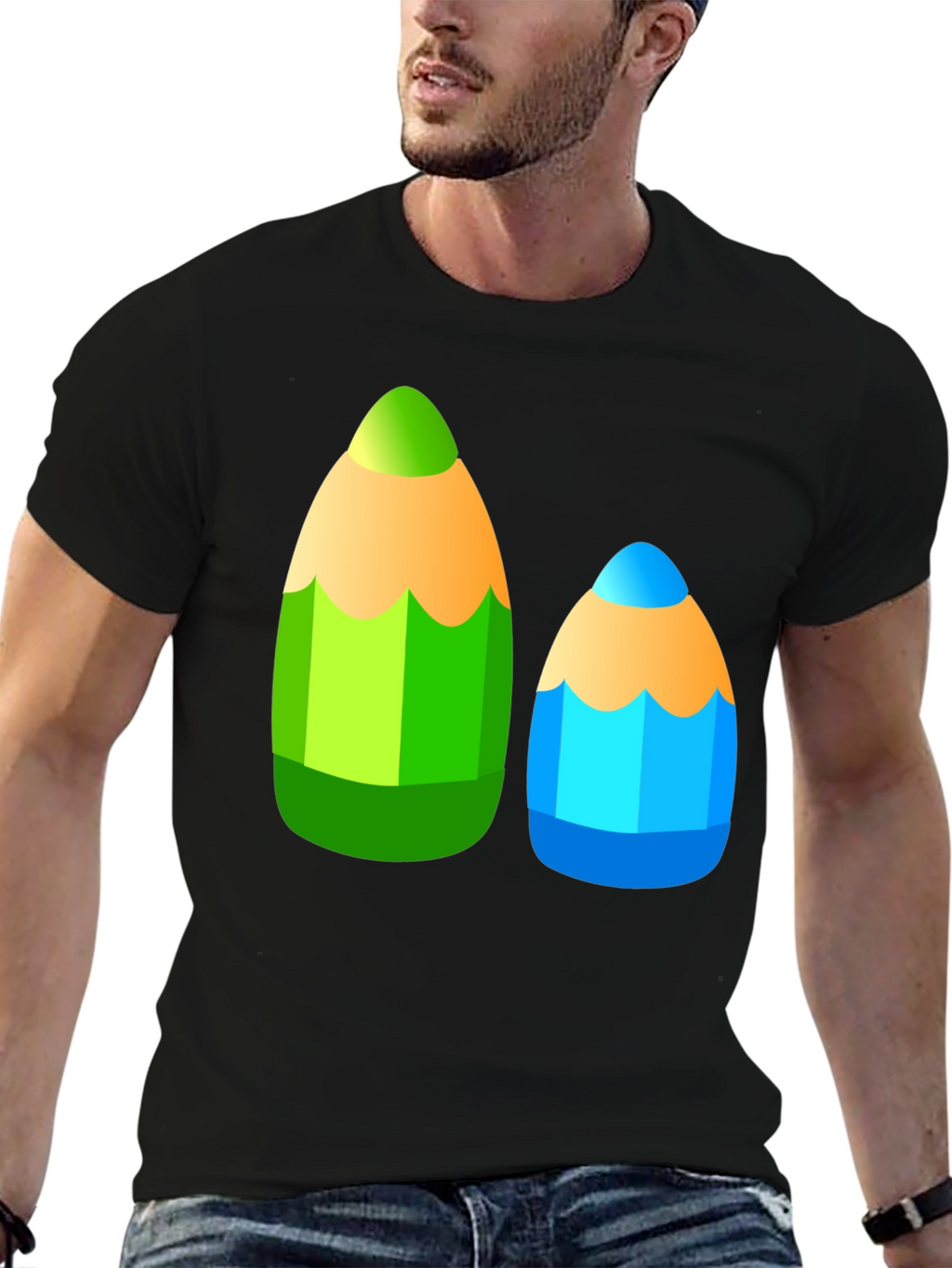 Fun Pencil Graphic Tee - Black Cotton T-Shirt