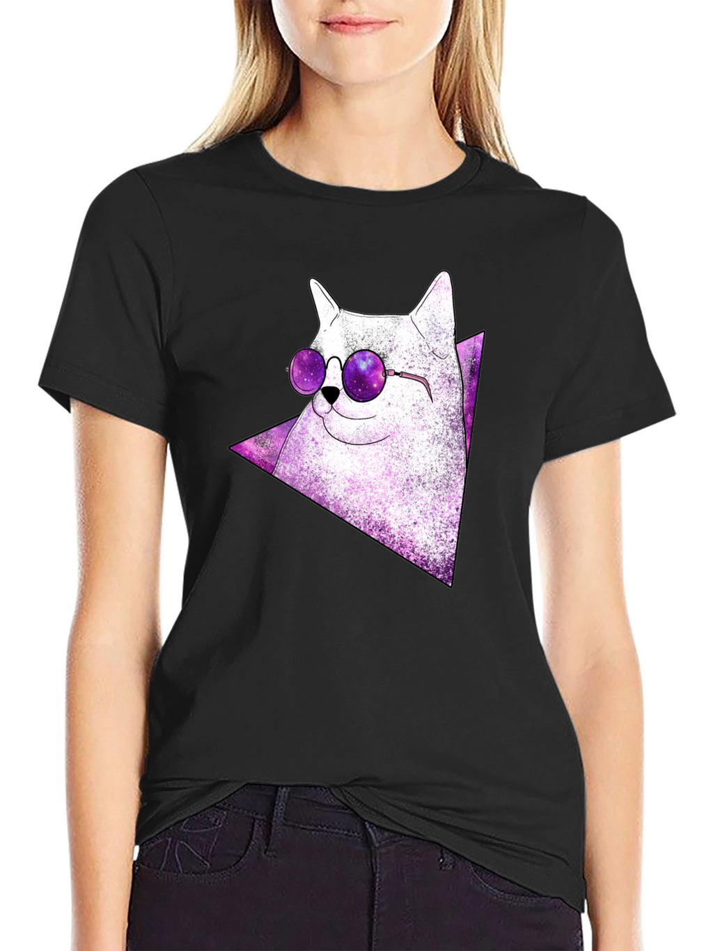 Cosmic Cat Tee - Galaxy Glasses T-Shirt