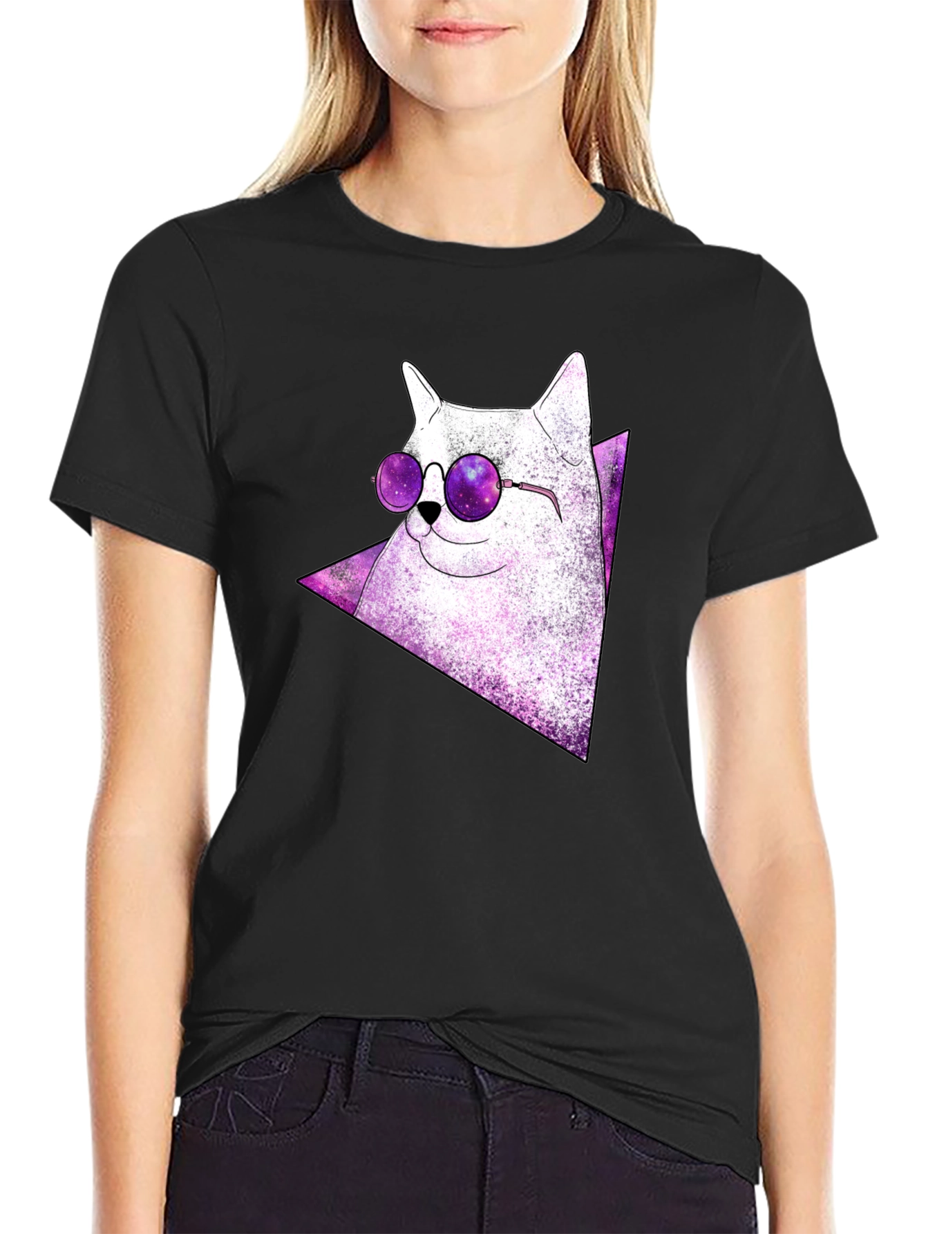 Cosmic Cat Tee - Galaxy Glasses T-Shirt