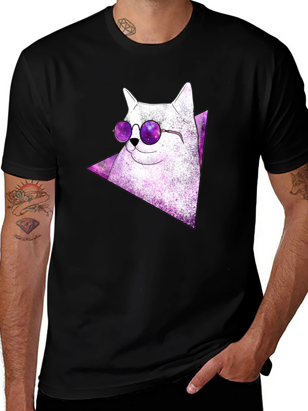 Cosmic Cat Tee - Galaxy Glasses T-Shirt