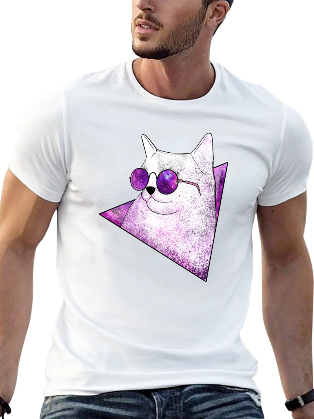 Cosmic Cat Tee - Galaxy Glasses T-Shirt