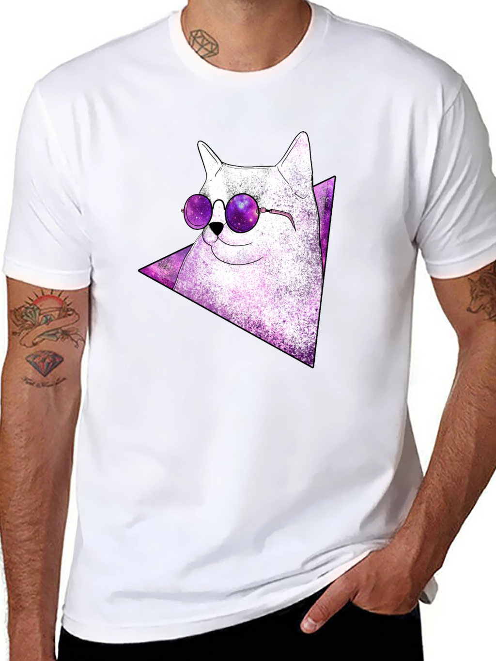 Cosmic Cat Tee - Galaxy Glasses T-Shirt