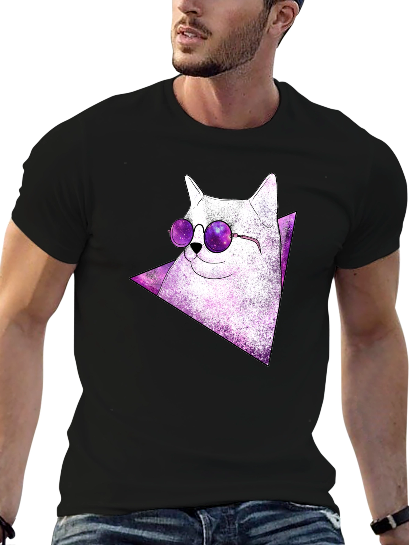 Cosmic Cat Tee - Galaxy Glasses T-Shirt