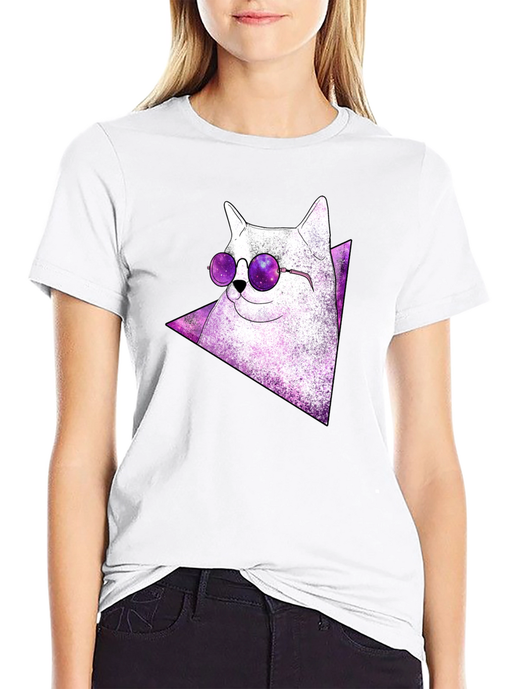 Cosmic Cat Tee - Galaxy Glasses T-Shirt