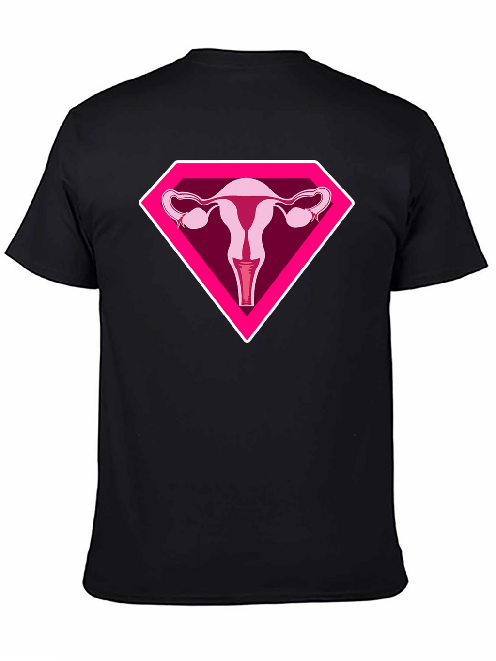 Uterus Superhero Graphic Tee - Black Cotton T-Shirt