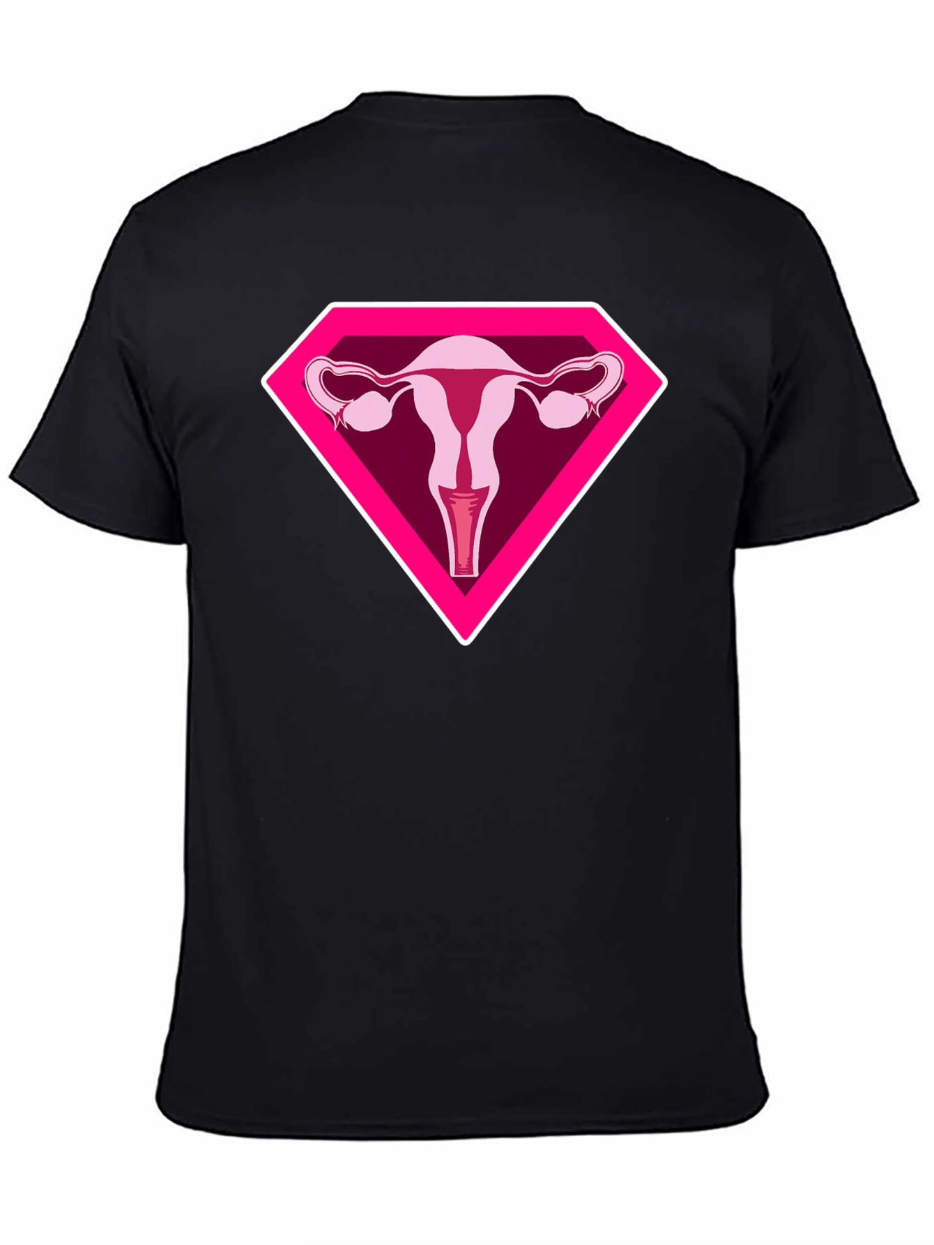 Uterus Superhero Graphic Tee - Black Cotton T-Shirt