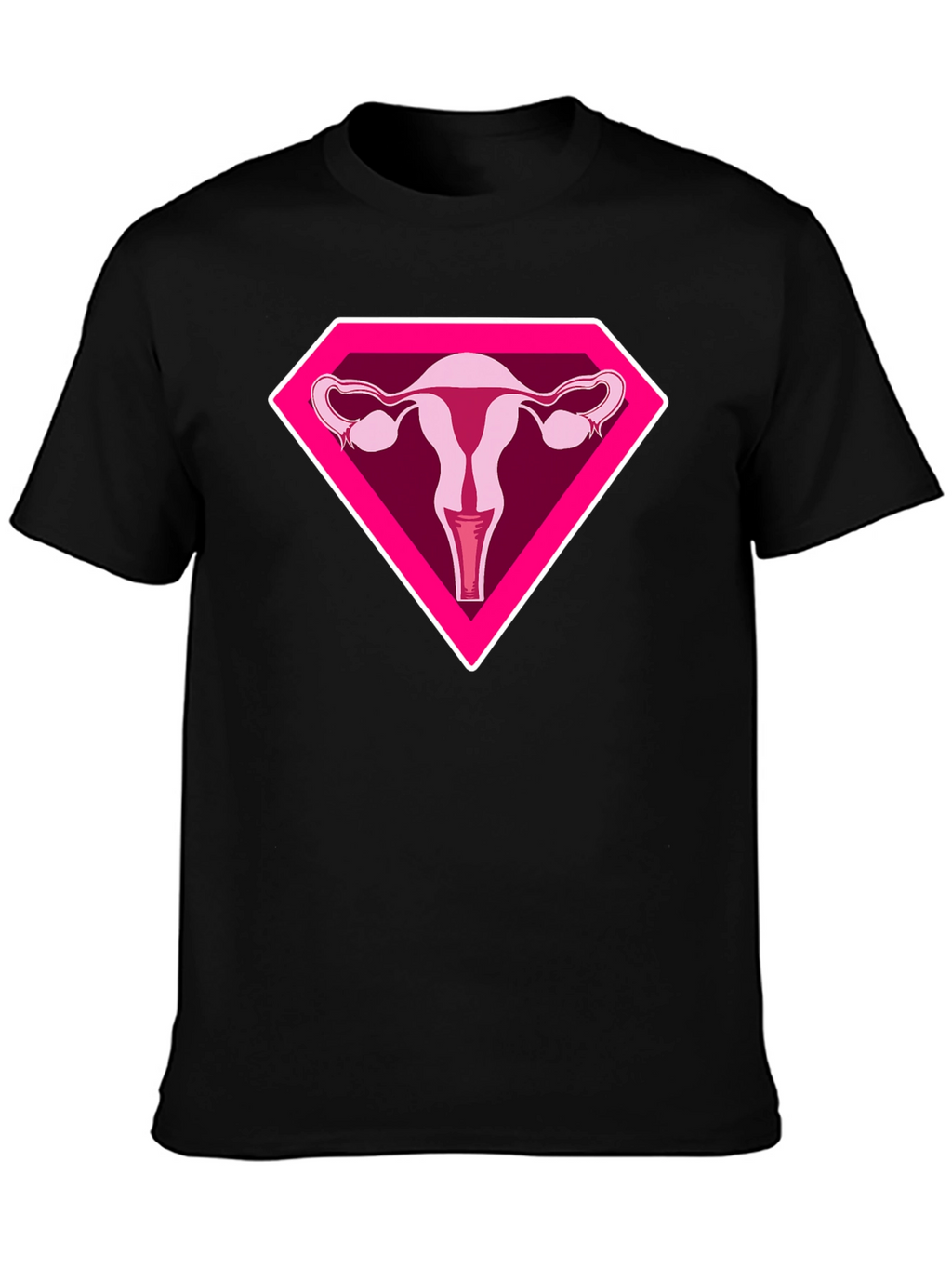 Uterus Superhero Graphic Tee - Black Cotton T-Shirt