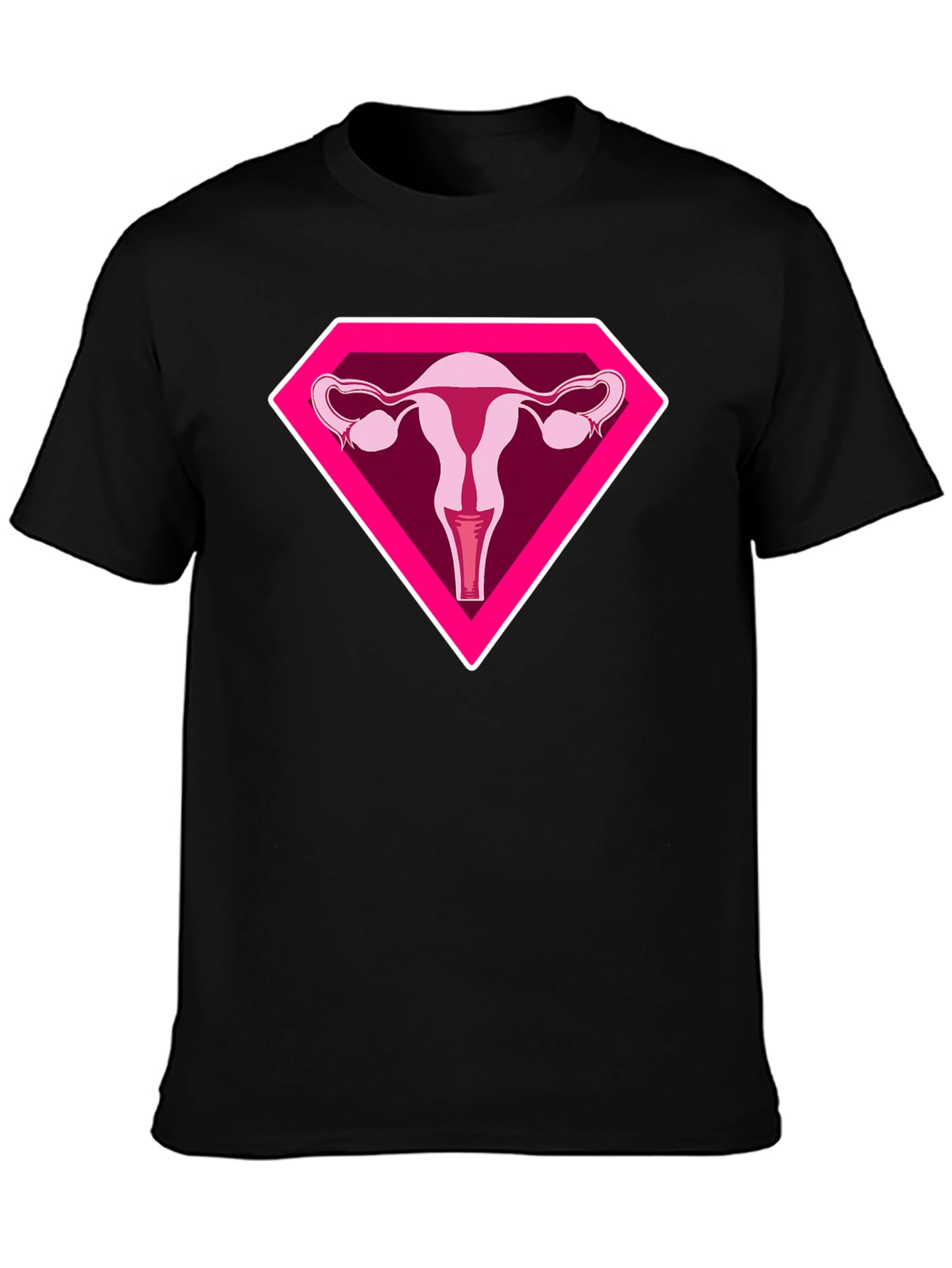 Uterus Superhero Graphic Tee - Black Cotton T-Shirt