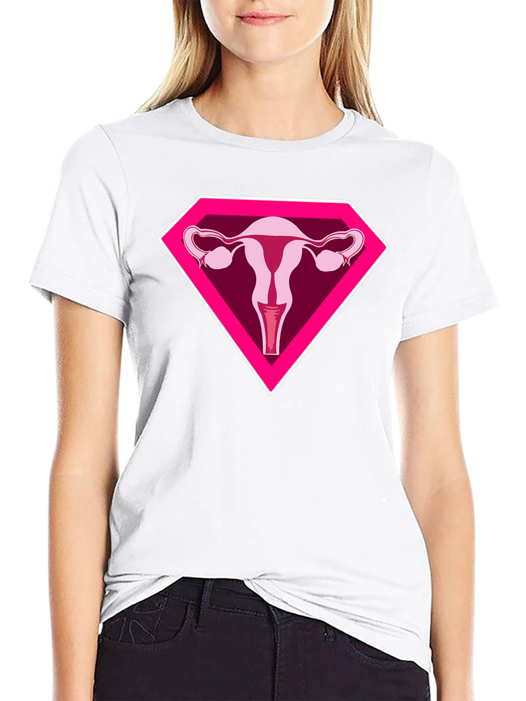 Uterus Superhero Graphic Tee - Black Cotton T-Shirt