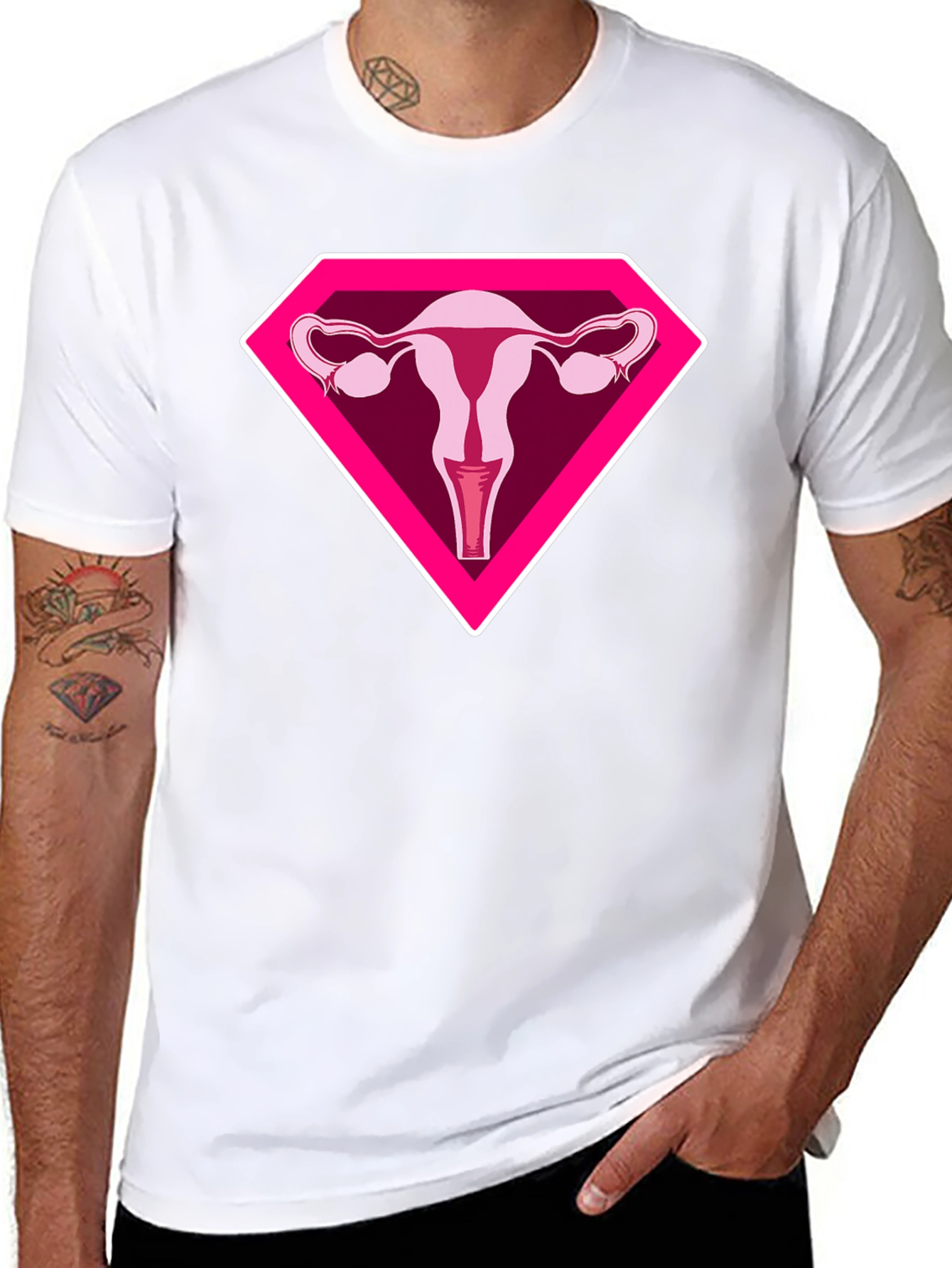 Uterus Superhero Graphic Tee - Black Cotton T-Shirt