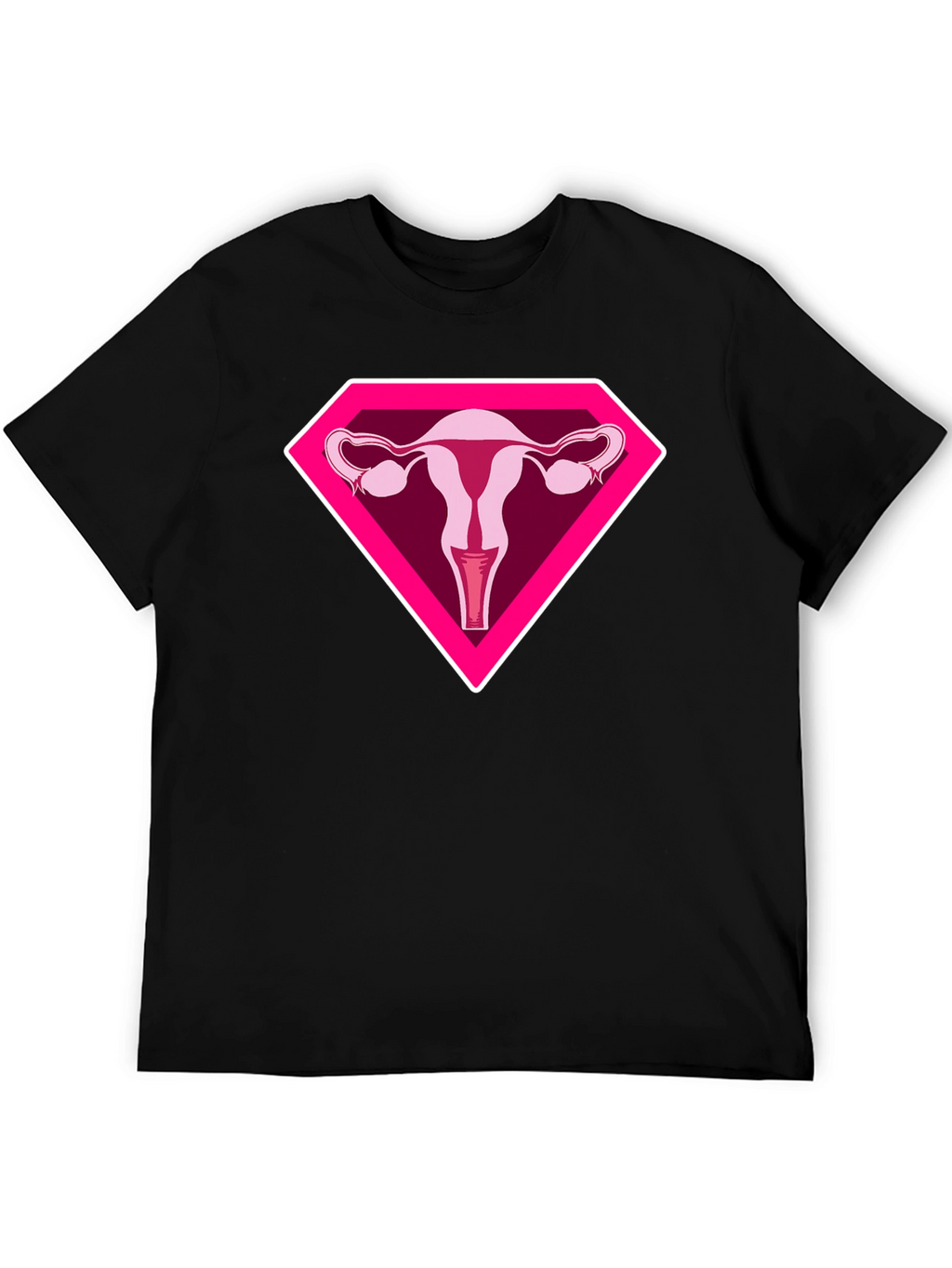 Uterus Superhero Graphic Tee - Black Cotton T-Shirt