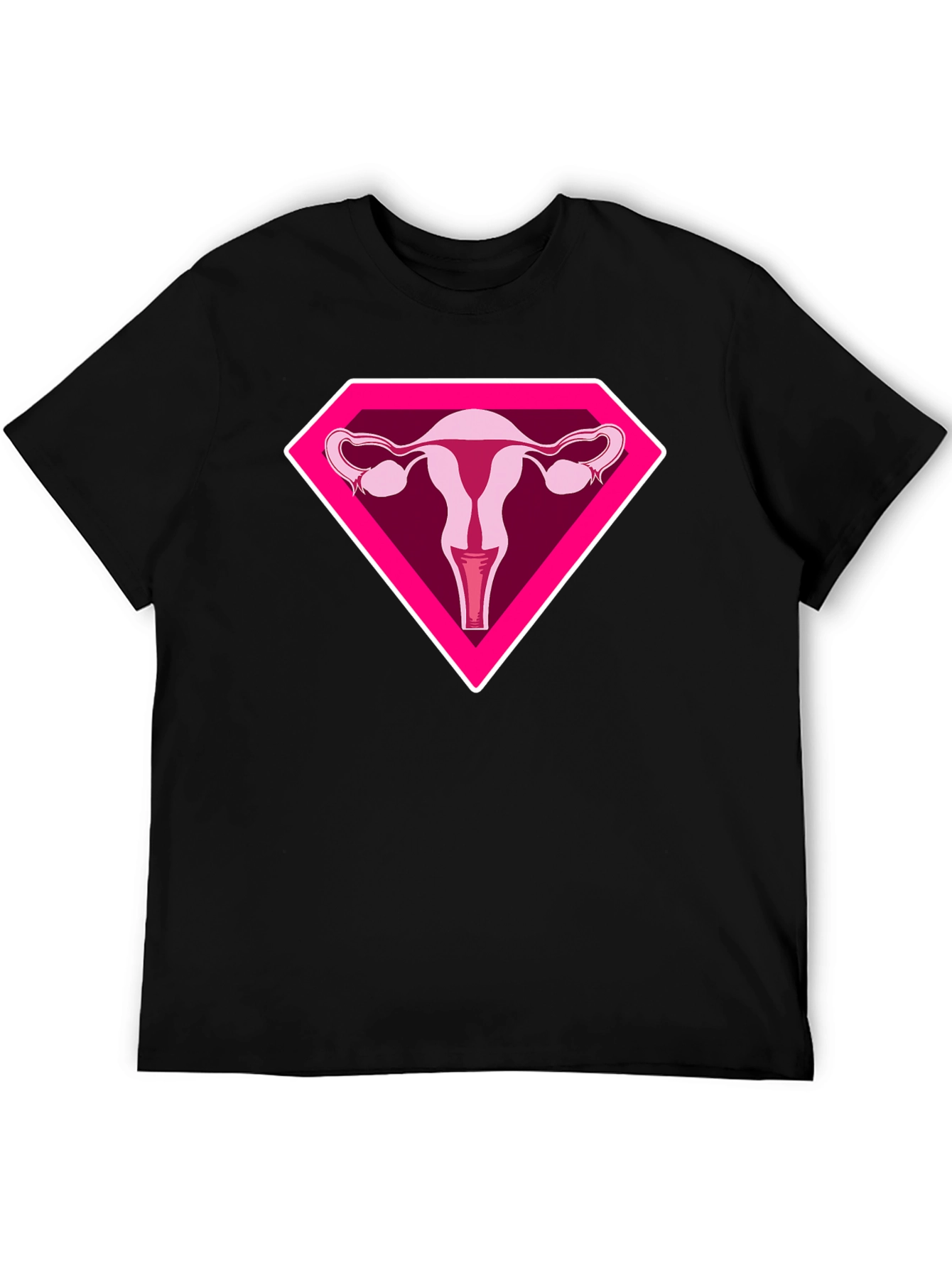 Uterus Superhero Graphic Tee - Black Cotton T-Shirt
