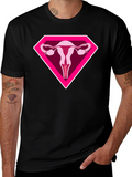 Uterus Superhero Graphic Tee - Black Cotton T-Shirt