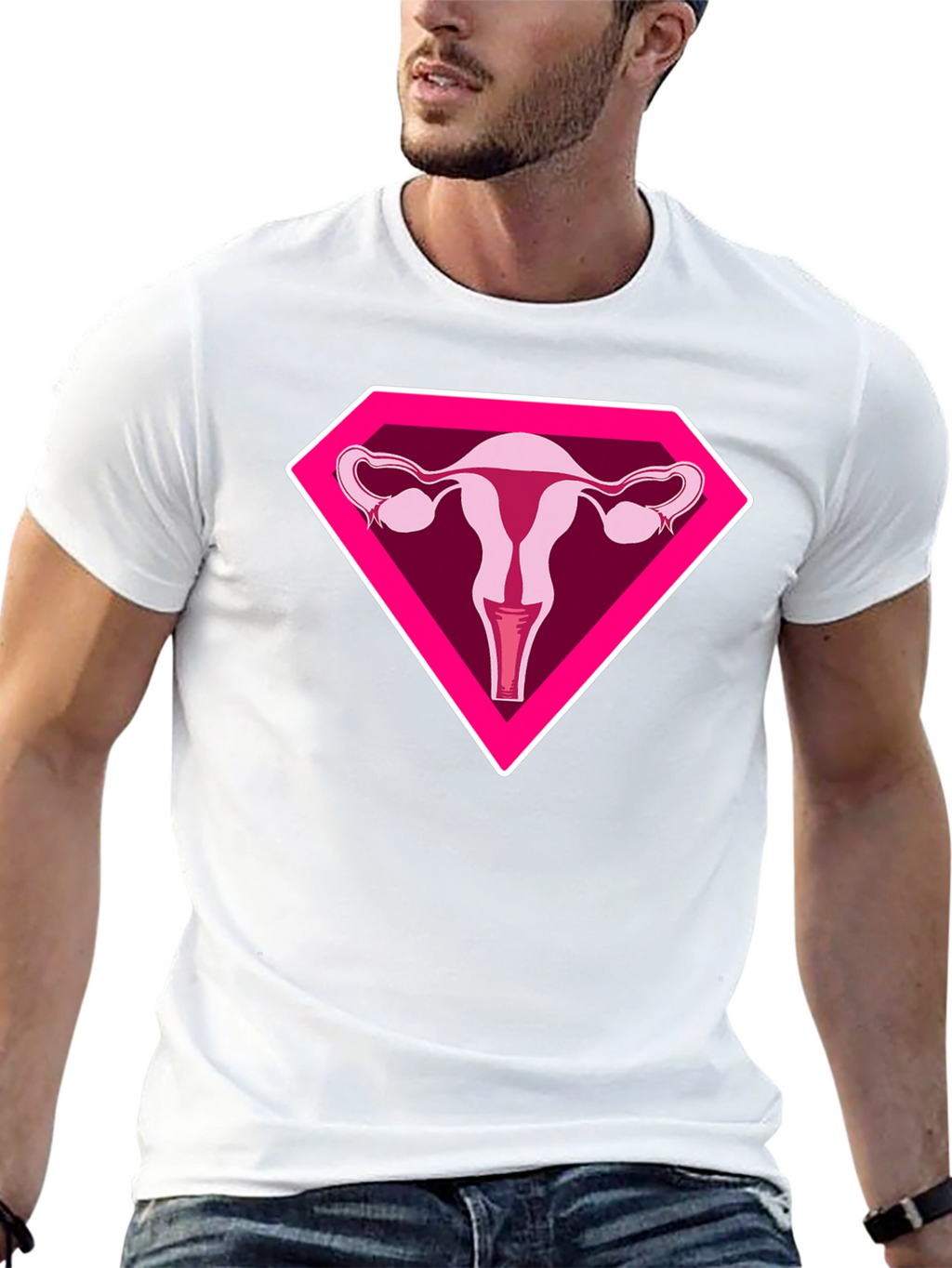 Uterus Superhero Graphic Tee - Black Cotton T-Shirt